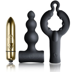 Kit couple vibrant composé d'un plug anal, d'un cockring et d'une balle vibrante