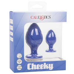 Set mit 2 violetten Silikonplugs und Saugnapf — Verpackung