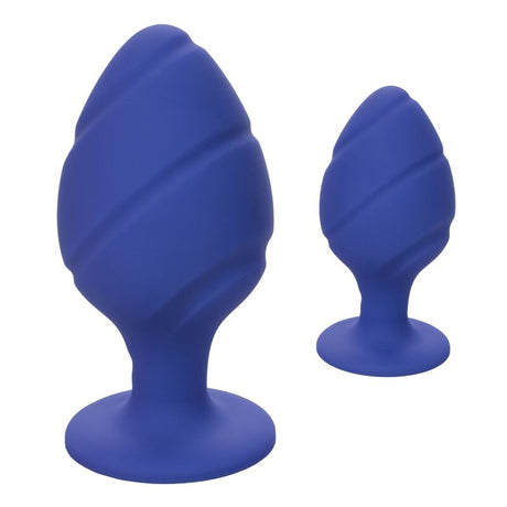 Kit 2 plugs silicone avec ventouse violet — vue de profil
