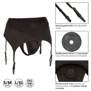 Harnais string avec jarretières taille L/XL — gros plan