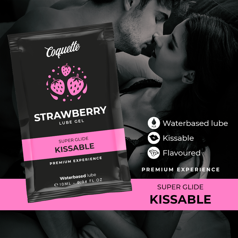Dose lubrifiant fraise comestible — gros plan