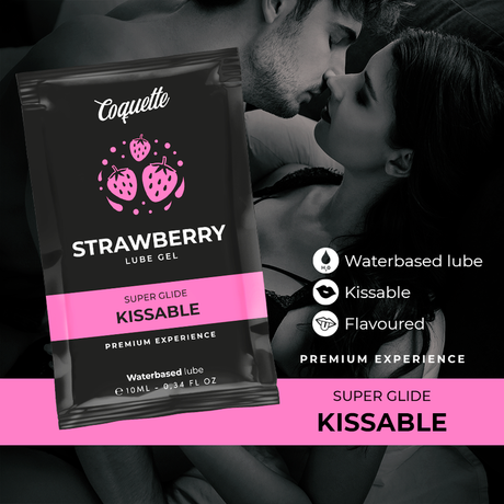 Dose lubrifiant fraise comestible — gros plan