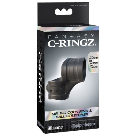 Cockring silicone double anneau ball stretcher — vue de profil