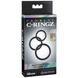 Cockring modèle Stamina Set en Silicone noir pour le plaisir intime.