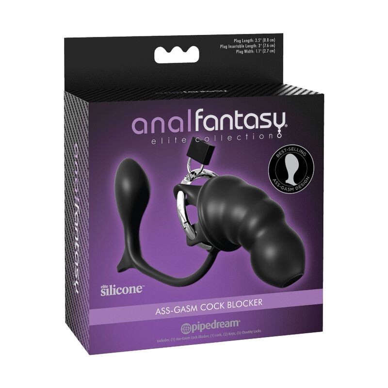 Cage de chasteté avec plug anal intégré — vue de profil