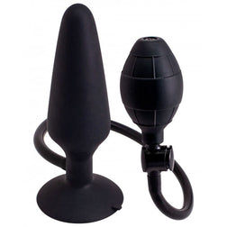 Plug anal Seven Creations Plug gonflable noir avec pompe manuelle 16,9 cm — taille L en Silicone noir 16.9 cm vu de face