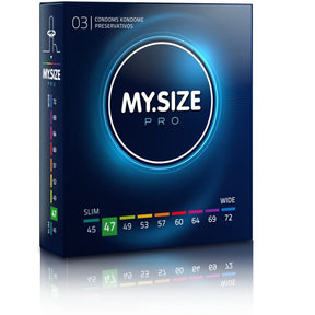 Mug pénis My Size Pro Préservatifs sur mesure 47 mm — My.Size Pro (lot de 3) vu de face