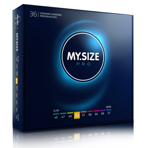 Mug pénis My Size Pro Préservatifs sur mesure 53 mm — My.Size Pro (lot de 36) vu de face
