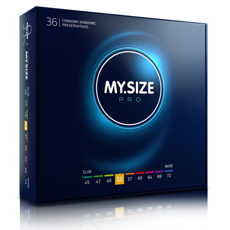 Mug pénis My Size Pro Préservatifs sur mesure 53 mm — My.Size Pro (lot de 36) vu de face