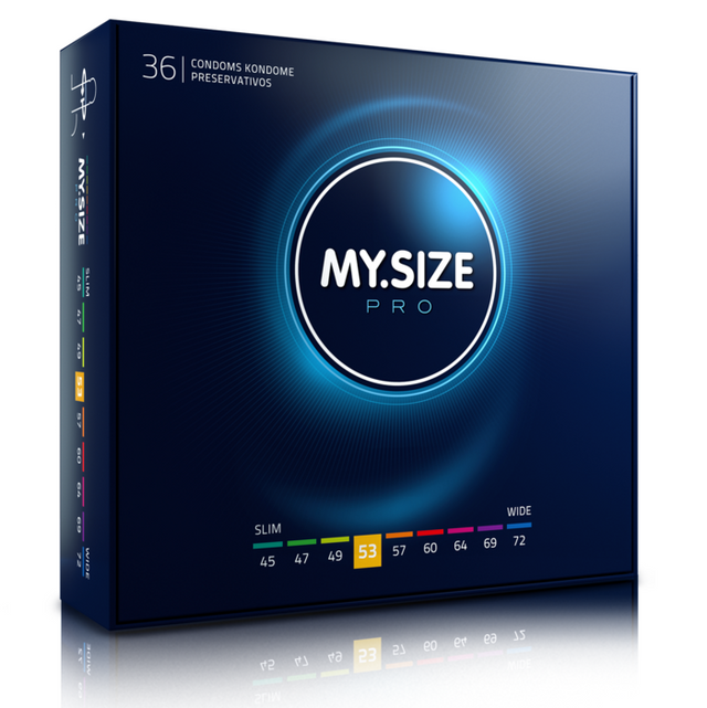 Mug pénis My Size Pro Préservatifs sur mesure 53 mm — My.Size Pro (lot de 36) vu de face