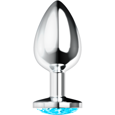Plug anal acier cristal bleu taille L 9 cm — emballage
