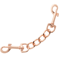 Menottes poignets cuir végan noir, boucles et chaîne or rose — vue 5