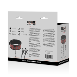 BEGME COLLIER EDITION ROUGE AVEC PINCES TELEMON AVEC DOUBLURE EN NEOPRENE