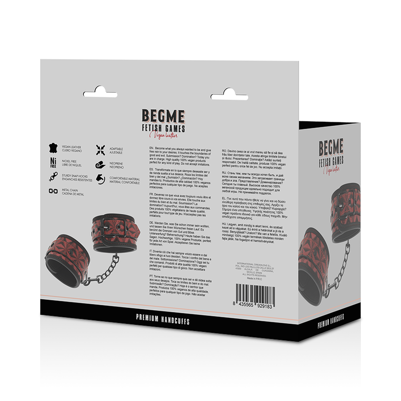 Menottes de poignets BEGME Red Edition rouges — boîte BEGME