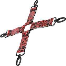 Hogtie en croix cuir végan rouge embossé — 4 mousquetons — vue 3