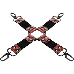 Hogtie en croix cuir végan rouge embossé — 4 mousquetons — vue 4
