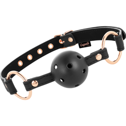 Bâillon boule respirante cuir végan noir et or rose — vue 2