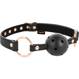 Bâillon boule respirante cuir végan noir et or rose — vue 3