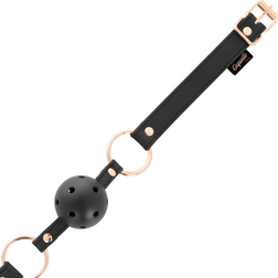 Bâillon boule respirante cuir végan noir et or rose — vue 4