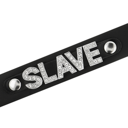 Collier ras de cou SLAVE en cuir végan noir et strass — Chic Desire — vue 3