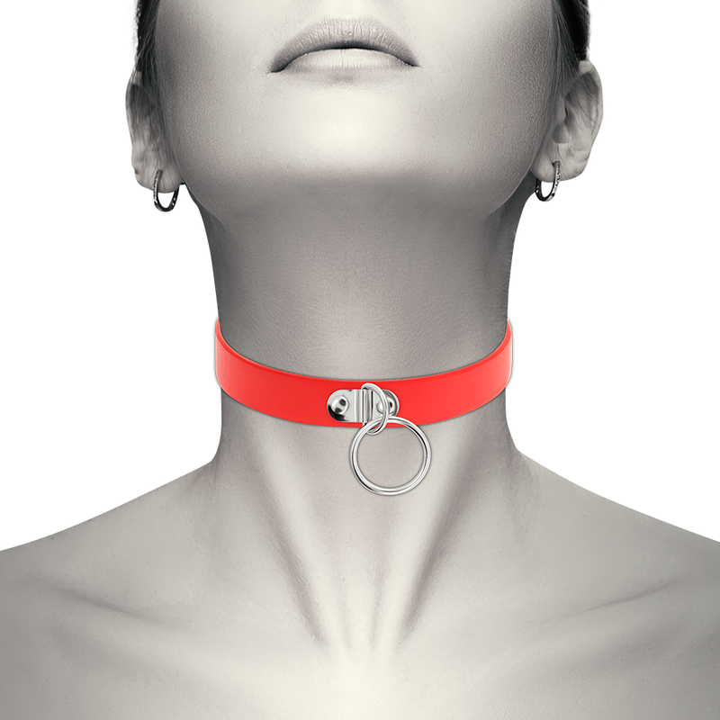 COQUETTE CHIC DESIRE COLLIER CUIR VEGAN ROUGE FEMME ACCESSOIRE FETICHE