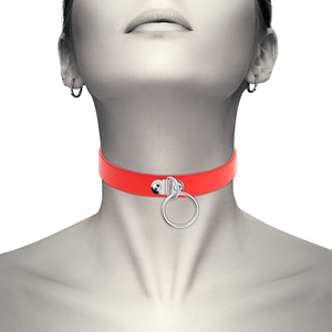 COQUETTE CHIC DESIRE COLLIER CUIR VEGAN ROUGE FEMME ACCESSOIRE FETICHE