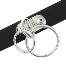 Collier ras de cou double anneau en cuir végan noir — Chic Desire — vue 3