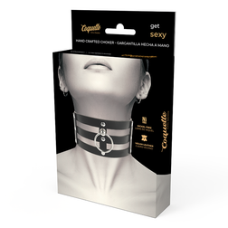3-band vegan leather choker with O ring — Coquette — view 6