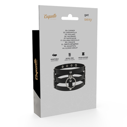 3-band vegan leather choker with O ring — Coquette — view 7