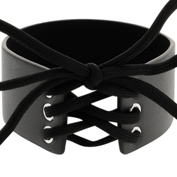 Ras de cou cuir végan noir avec laçage corset au dos — vue 5