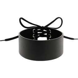 Ras de cou cuir végan noir avec laçage corset au dos — vue 6