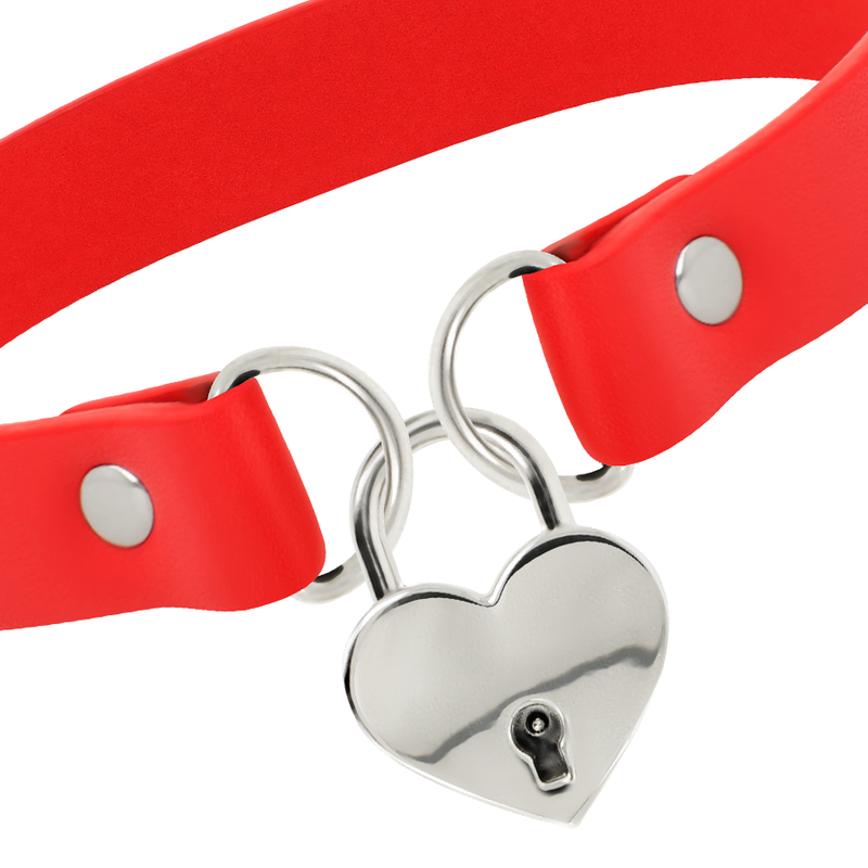 COQUETTE CHIC DESIRE COLLIER EN CUIR VEGAN ROUGE AVEC ACCESSOIRE COEUR AVEC CL