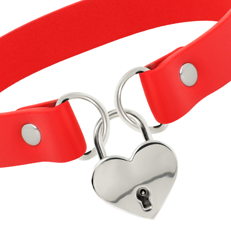 COQUETTE CHIC DESIRE COLLIER EN CUIR VEGAN ROUGE AVEC ACCESSOIRE COEUR AVEC CL