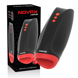 Masturbateur homme de la marque Jamyjob modèle Novax en Silicone rouge pour le plaisir intime.
