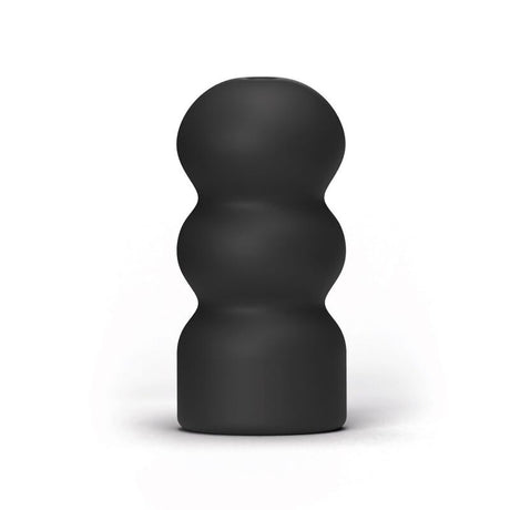 Gaine de masturbation canal micro-stries serrées 17 cm — Pookie · All Black · Strokers
