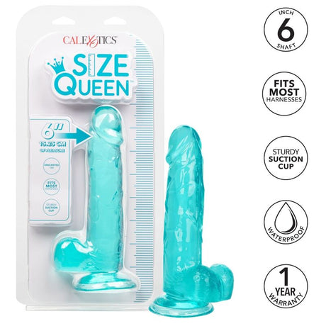 Gode ventouse Calexotics Gode jelly bleu 15 cm avec ventouse — Size Queen en TPR bleu 20.25 cm avec base ventouse plate