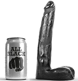 Gode réaliste très veiné 21 cm avec testicules en PVC noir 21.0 cm avec base ventouse plate