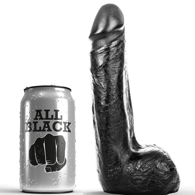 Gode réaliste veiné 20 cm avec testicules · All Black · Godes Réalistes