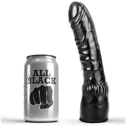 Dildo negro curvado de 20 cm con venas y ventosa — vista frontal