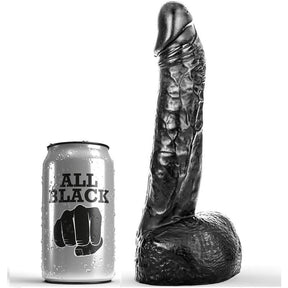 Gode réaliste noir veiné avec testicules 20 cm — vue de face