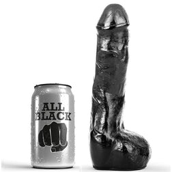 Gode anal réaliste ALL BLACK en PVC noir, 20 cm, sans ventouse