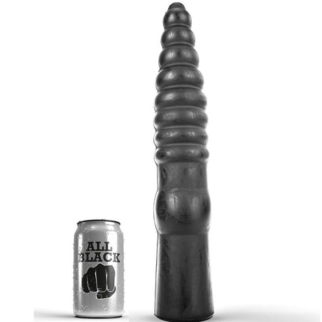 Gode modèle XL noir cannelé profondeur extrême 33 cm en PVC noir 33.0 cm pour le plaisir intime.