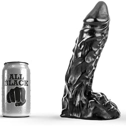 Gode réaliste ultra-veiné 23 cm avec testicules en PVC noir 23.0 cm avec base ventouse plate