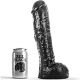 Gode XL massif veiné 29 cm avec testicules · All Black · Godes Réalistes