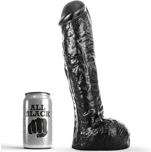Gode XL massif veiné 29 cm avec testicules · All Black · Godes Réalistes