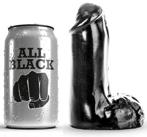 Gode PVC 13 cm avec testicules · All Black · Godes Réalistes