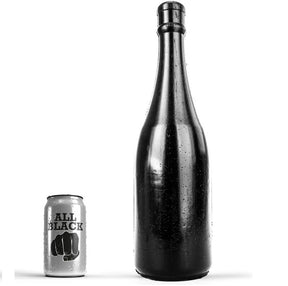 Plug anal Plug bouteille de champagne 39,5 cm × 10,5 cm en PVC noir 39.5 cm vu de face