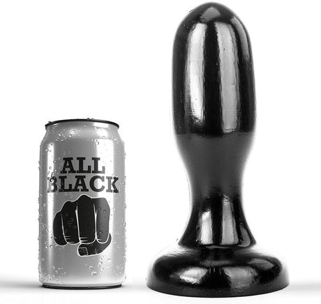 Plug anal Plug bulbe arrondi lisse 19,5 cm diamètre 6 cm en PVC noir 19.5 cm vu de face