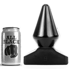 Plug anal Plug conique XL 18,5 cm diamètre 9 cm en PVC noir 18.5 cm vu de face