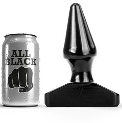 Plug anal Plug conique lisse 16 cm diamètre 7 cm en PVC noir 16.0 cm vu de face